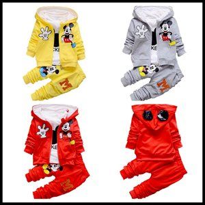 3pcs Kids Baby Boys Girls Mickey Mouse Hooded Coat